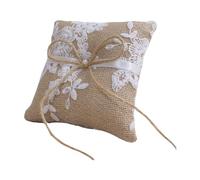 BRABOSTON Oreiller élégant en dentelle et toile de jute pour alliances et décorations de cérémonie de mariage