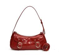 BRABOSTON Sac à main à bandoulière tendance en cuir synthétique pratique pour les étudiants et les nouveaux arrivants au bureau, Rouge, One Size