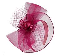 BRABOSTON Serre-tête bibi pour femme - Chapeau Derby - Pilulier - Cocktail - Thé - Plumes - En maille - Pour femme