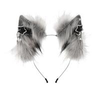 BRABOSTON Serre-tête en fourrure noir et blanc pour cosplay et soirées à thème pour studio photo, accessoires photo, oreilles noires et blanches