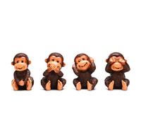 BRABUD Fengshui Lot de 4 Figurines de Singe en résine « See no Evil Hear no Evil Speak no Evil Do no Evil » - Lot de 4 Figurines décoratives pour la Maison et Le Bureau (Marron)