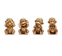 BRABUD Fengshui TQGJBS284 Lot de 4 figurines de singe en résine « See no Evil Hear no Evil No Evil Do No Evil Do No Evil », lot de 4 figurines décoratives pour la maison et le bureau, collection dorée