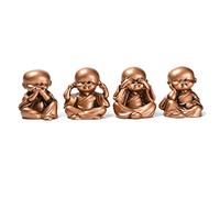 BRABUD Lot de 4 statues en résine Hear No Evil See No Evil Speak No Evil Do No Evil Do No Evil - Lot de 4 figurines de moines - Décoration de bureau à collectionner - TQGJBS233