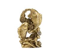 BRABUD Statue Poisson d'argent en résine avec Vagues Feng Shui Richesse Carpe Bonne Fortune Figurine Porte-Bonheur Décoration de Maison Bureau Magasin TQGJBS90