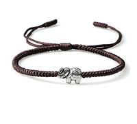 Braccialetti alla moda regolabili in corda intrecciata con ciondolo a forma di elefante vintage in stile boho fatto a mano