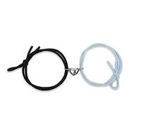 Braccialetti dell'amicizia fatti a mano, 2 pezzi, con ciondolo a forma di cuore, per coppia, con magnete, intrecciati, alla moda, regolabili