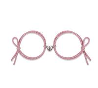 Braccialetti dell'amicizia fatti a mano, 2 pezzi, con ciondolo a forma di cuore, per coppia, con magnete, intrecciati, alla moda, regolabili