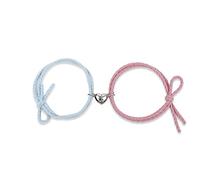 Braccialetti dell'amicizia fatti a mano, 2 pezzi, con ciondolo a forma di cuore, per coppia, con magnete, intrecciati, alla moda, regolabili