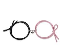 Braccialetti dell'amicizia fatti a mano, 2 pezzi, con ciondolo a forma di cuore, per coppia, con magnete, intrecciati, alla moda, regolabili