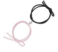 Braccialetti dell'amicizia fatti a mano, 2 pezzi, con ciondolo a forma di cuore, per coppia, con magnete, intrecciati, alla moda, regolabili