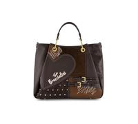 Braccialini Amy Patchwork Grand sac à main Amy Patchwork dans une élégante combinaison de beige, poudré et bordeaux, enrichi de détails bleu poudré qui mettent en valeur l'effet patchwork. Le maxi