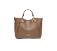 Braccialini Amy Sac à main de taille moyenne avec double poignée, se cache entre les coutures transversales des panneaux qui permettent d'élargir. Le sac est en simili cuir de couleur platine, oui