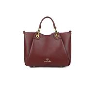 Braccialini Amy Sac à main de taille moyenne avec double poignée, se cache entre les coutures transversales des panneaux qui permettent d'élargir. Le sac est en similicuir de couleur bordeaux, oui