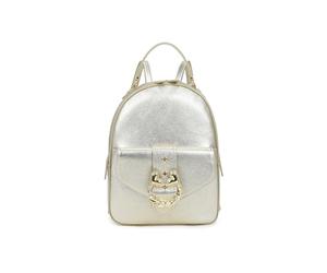 Braccialini Baroque Sac à dos en cuir imprimé léopard au design semi-structuré et féminin. L'accessoire bijou doré en forme de torchon avec cœurs est le protagoniste absolu, donnant une touche, métal