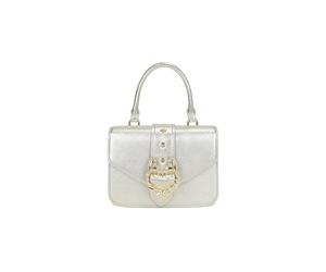 Braccialini Baroque Sac à main moyen en cuir imprimé léopard, silhouette compacte et soignée, orné d'une élégante fermeture bijou : un torchon doré avec cristaux et doubles cœurs, métal., Taglia