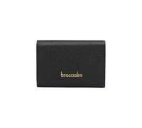 Braccialini Basic Portefeuille modèle continental moyen, en cuir de couleur platine avec logo en relief doré.