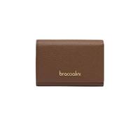 Braccialini Basic Portefeuille modèle continental moyen, en cuir de couleur platine avec logo en relief doré.