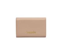 Braccialini Basic Portefeuille modèle continental moyen, en cuir de couleur platine avec logo en relief doré.