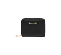 Braccialini Basic Portefeuille modèle zip around mini en cuir de couleur bordeaux, avec logo doré à l'avant. Une poche intérieure zippée pour la pièce., Noir , Taglia unica, Casual