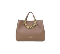 Braccialini Beth Jewels Grand sac à main de couleur platine, avec doubles poignées et bandoulière amovible et réglable pour une double portabilité. À l'intérieur, une pochette amovible, marron, Taille