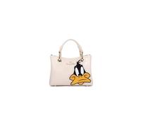 Braccialini Beth Lt Sac à main de petite taille de couleur beige, avec doubles poignées et bandoulière à logo amovible et réglable pour une double portabilité Le protagoniste absolu est Daffy Duck