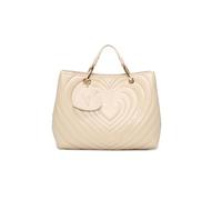 Braccialini Beth Matelassé Sac à main de grande taille de couleur noire, avec doubles poignées et bandoulière amovible et réglable pour une double portabilité, beige, Taille unique