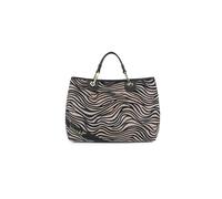 Braccialini Beth Matelassé Sac à main de grande taille en matériau effet cheval à motifs zèbrés. Avec double poignées, fermeture à clip et bandoulière en ruban logo amovible et