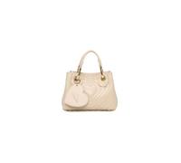 Braccialini Beth Matelassé Sac à main de petite taille de couleur noire, avec doubles poignées et bandoulière amovible et réglable pour une double portabilité, beige, Taille unique