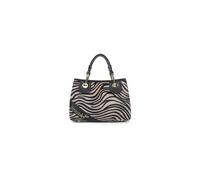 Braccialini Beth Matelassé Sac à main de petite taille en matériau effet chevalin à motifs léopards.Avec double poignées, fermeture à clip et bandoulière en ruban logo amovible et