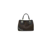 Braccialini Beth Matelassé Sac à main de petite taille en matériau effet chevalin à motifs léopards.Avec double poignées, fermeture à clip et bandoulière en ruban logo amovible et
