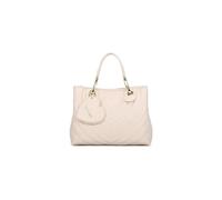 Braccialini Beth Matelassé Sac à main de taille moyenne en couleur bordeaux, avec doubles poignées et bandoulière amovible et réglable pour une double portabilité, beige, Taille unique