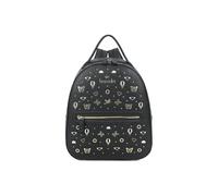 Braccialini Beth Strass Sac à dos de couleur biscuit avec bretelles réglables pour plus de confort et de polyvalence. Le design est orné d'une émeute de clous dorés représentant des cœurs, Noir