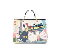 Braccialini Cartoline Grand sac à main, idéal pour tous ceux qui veulent un accessoire spacieux sans renoncer au style et à l'originalité, le motif dédié Paris raconte le romantisme