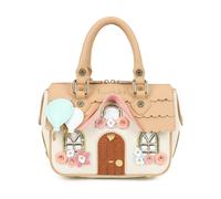 Braccialini Temini Sac à main en cuir avec doubles poignées et bandoulière réglable et amovible, conçu pour vous accompagner avec style au quotidien. Sa silhouette rappelle une jolie petite maison de