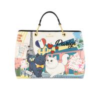 Braccialini Cartoline Grand sac à main, idéal pour tous ceux qui veulent un accessoire spacieux sans renoncer au style et à l'originalité, le motif dédié Paris raconte le romantisme, multicolore