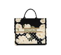 Braccialini Grand sac à main Queen fabriqué en tissu avec double poignée et bandoulière réglable et amovible pour une double portabilité. L'imprimé se distingue par son raffinement, Noir , Taglia