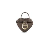 Braccialini Mini sac baroque en cuir de veau doux avec une silhouette romantique en forme de cœur, rehaussé d'un fermoir baroque emblématique avec des cœurs émaillés et des détails brillants, marron
