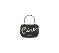 Braccialini Mini sac Ciao au design romantique et féminin en cuir de veau doux et lisse, orné de l'accessoire métallique emblématique « Ciao » en finition dorée, le symbole distinctif, Noir
