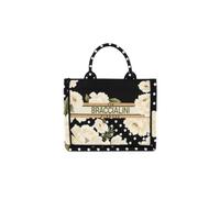 Braccialini Petit sac à main Queen en tissu avec double anse, bandoulière réglable et amovible pour deux façons de le porter. L'imprimé se distingue par un motif décoratif raffiné, Noir