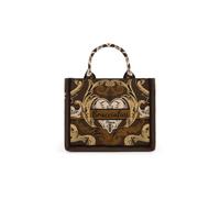 Braccialini Petit sac à main Queen en tissu avec double anse, bandoulière réglable et amovible pour deux façons de le porter. L'imprimé se distingue par un motif décoratif raffiné, marron