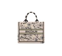 Braccialini Queen Sac à main de taille moyenne avec double poignée, fabriqué en tissu avec broderie exclusive et motifs floraux colorés et logo brodé, Love, Taille unique