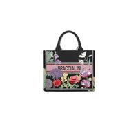 Braccialini Queen Sac à main de taille moyenne avec double poignée, fabriqué en tissu avec broderie exclusive et motifs floraux colorés et logo brodé, Floral, Taille unique