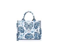 Braccialini Queen Sac à main de taille moyenne, fabriqué en tissu avec double poignée et bandoulière réglable et amovible pour une double portabilité. La broderie, élégante et scénographique, bleu
