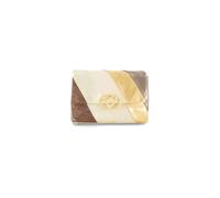 Braccialini Sac à bandoulière patchwork compact et raffiné, marqué par un patchwork élégant de bandes diagonales en cuir, les textures et les finitions métalliques en or, bronze et