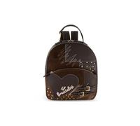 Braccialini Sac à dos Amy Patchwork dans une combinaison raffinée de beige, poudre, bleu clair et bordeaux. Le jeu harmonieux de couleurs et de matériaux met en valeur le grand cœur brodé sur le