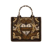 Braccialini Petit sac à main Queen en tissu avec double anse, bandoulière réglable et amovible pour deux façons de le porter. L'imprimé se distingue par un motif décoratif raffiné, marron