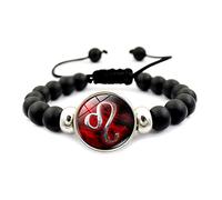 Bracelet 12 Constellations Pour Femmes Hommes, Bracelet Zodiaque Ajustable En Perles Noires Avec Pierres Précieuses Du Temps, Bracelet D'Astrologie Horoscope Avec Signe Du Zodiaque Cadeaux De Couple
