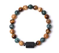 Bracelet 12 Signes Du Zodiaque - Pierre De Pin Naturel Oeil De Tigre Pierre Mixte Perles Constellations Bracelets, Vintage Horoscope Astrologie Strand Bracelets Bijoux Pour Femmes, Taureau, 19 Cm
