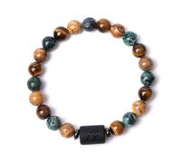 Bracelet 12 Signes Du Zodiaque - Pierre De Pin Naturel Oeil De Tigre Pierre Mixte Perles Constellations Bracelets, Vintage Horoscope Astrologie Strand Bracelets Bijoux Pour Femmes, Lion, 19 Cm