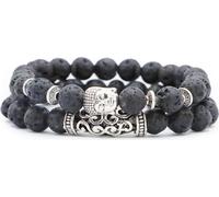 bracelet 2 pièces avec tête de Bouddha, pierre naturelle, femmes hommes, J0252 Lava
